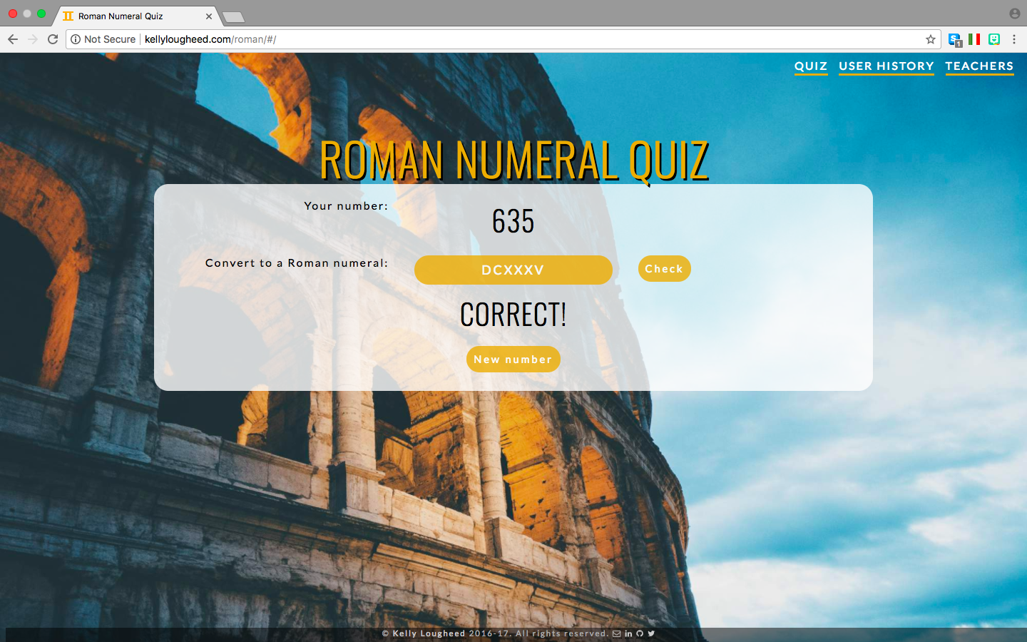 AngularJS Roman numeral quiz app